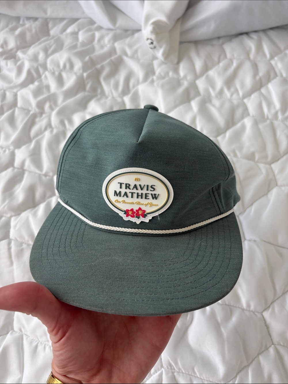 Travis Mathew Forest Green Cap with White Rope Trim